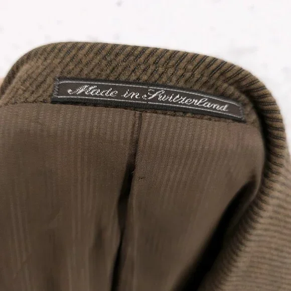 ERMENEGILDO ZEGNA Soft Brown Diagonal Stripe Blazer Cotton Wool EU 54 -44R